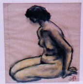 高田博厚デッサン「裸婦」（1981年 左側面正座）画像