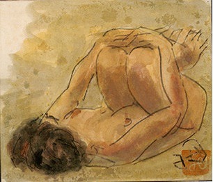 高田博厚デッサン「裸婦」（1976年 仰向寝）画像