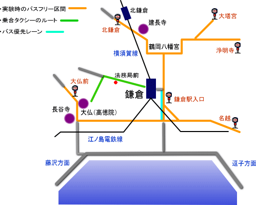 地図：バスフリー区間