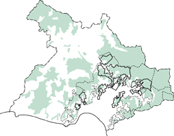 1966年の緑地の分布図