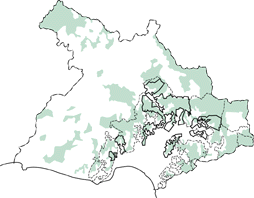 1980年の緑地の分布図