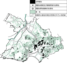 貴重な動植物の生息・生育地の図