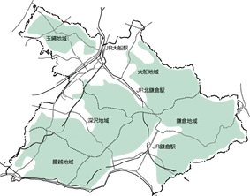 市内の宅地造成工事規制区域の図