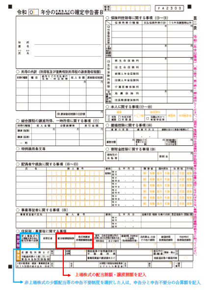 確定申告書の住民税部分