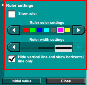 ruler settings panel